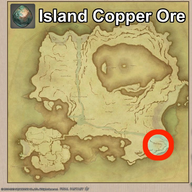 Main location of Island Copper Ore on Island Sanctuary