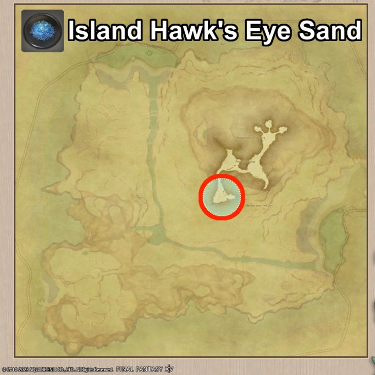 Main location of Island Hawk's Eye Sand on Island Sanctuary