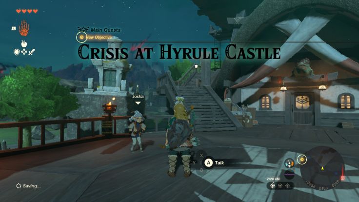 At Lookout Landing, you meet Purah, who asks you to meet the search party at Hyrule Castle.