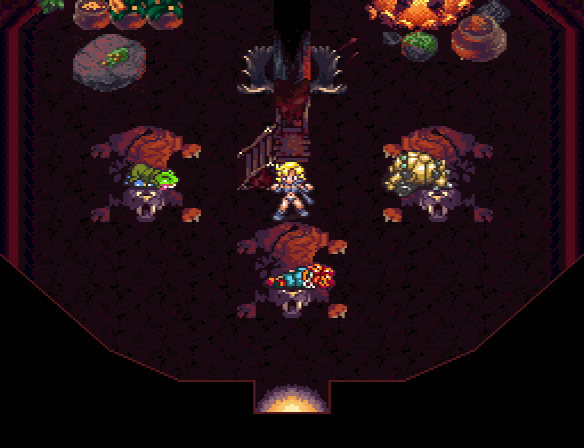 Crono and his friends wake up in Ayla's hut after the battle with Magus.