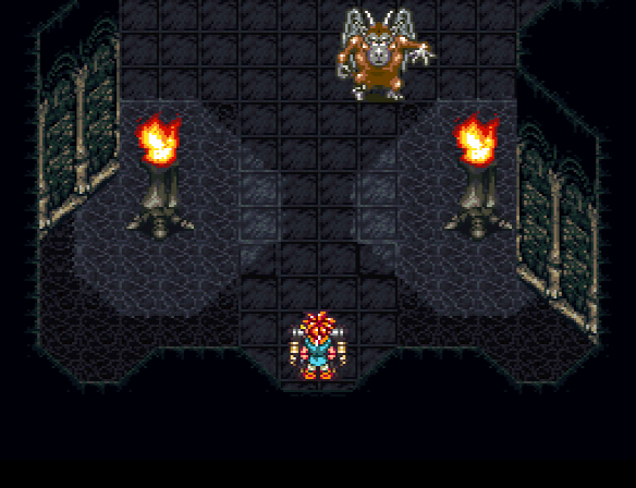 Crono and his friends arrive in Tyrano Lair after flying there on the Dactyls.