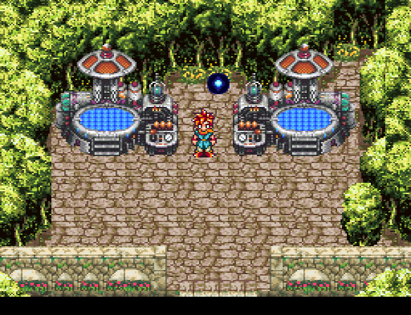 Crono returns to Leene's Square with help from Lucca.