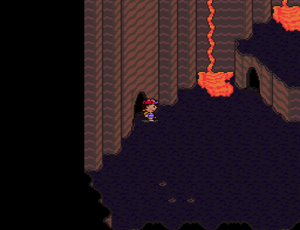 Ness and his friends arrive in the Fire Spring after a journey through the huge Lost Underworld.