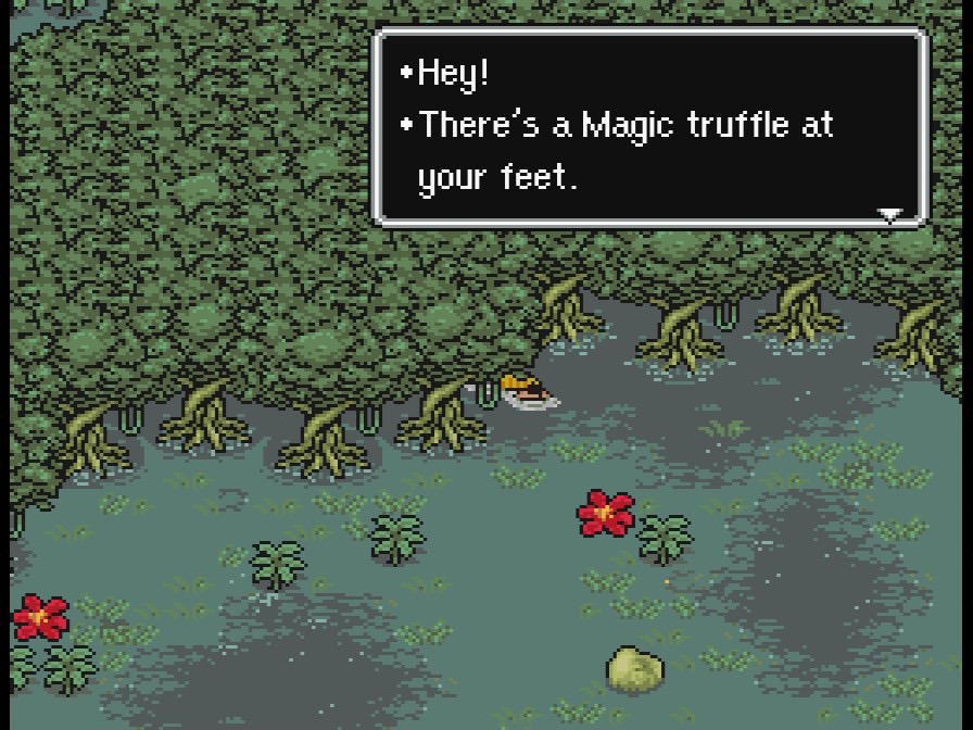 Ness and his friends find the third Magic Truffle in the Deep Darkness. A picture of Ness finding the third Magic Truffle that can be found in the Deep Darkness.