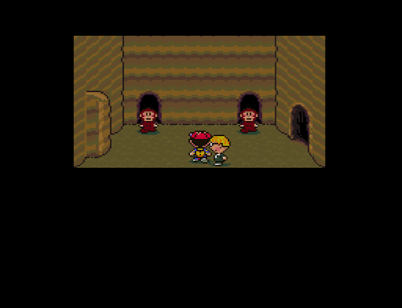 Ness and Jeff visit the Monkey Caves in the Dusty Dunes Desert to look for the Trout Yogurt Machine.