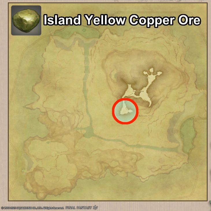 Main location of Island Yellow Copper Ore on Island Sanctuary