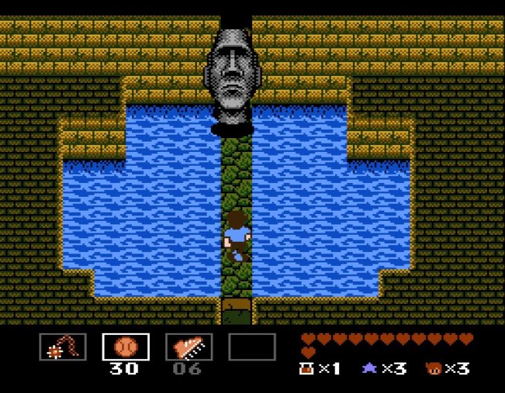 At the end of the underwater ruins, you must battle a moai head named Broken Joe.