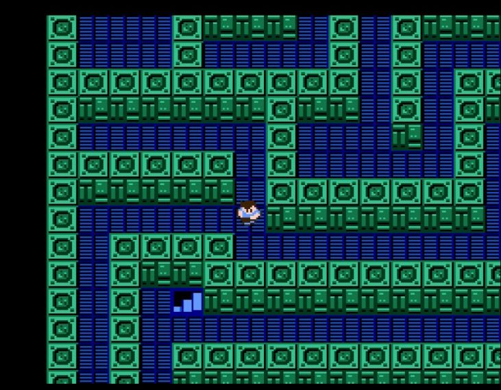 After you defeat Ostroid the robot, you emerge in a maze-like area of the spaceship.