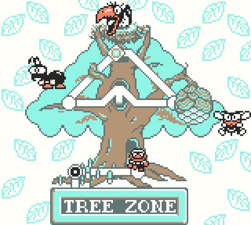 How to clear Tree Trunk Stage, also known as In the Trees, and Tree Zone Level 2, in Super Mario Land 2: 6 Golden Coins.