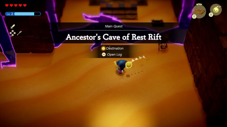 After you're turned away at the Gerudo Palace, Dohna suggests you repair smaller rifts to prove yourself. One is northwest of the oasis.