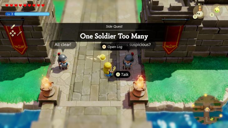 A soldier at the gate of Hyrule Castle Town thinks one of the soldiers is an echo, and asks you for help.