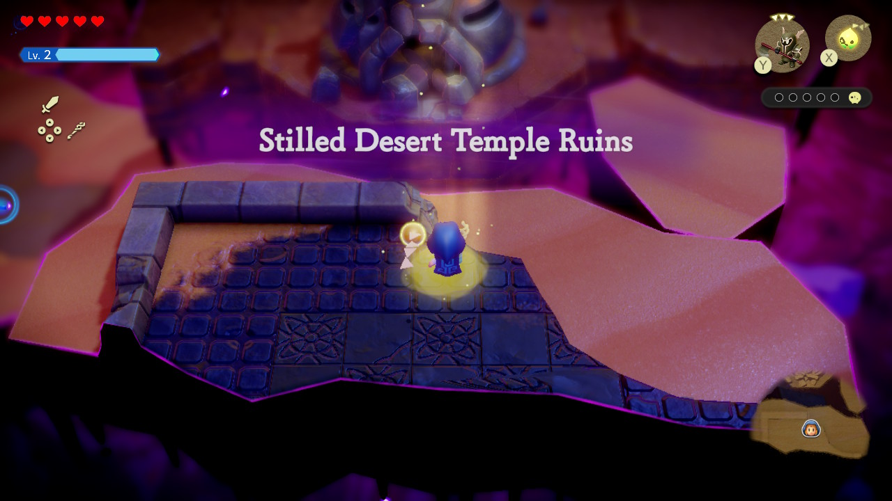 A rift in eastern Gerudo Desert suddenly becomes bigger, and Tri is able to create an entrance into it.