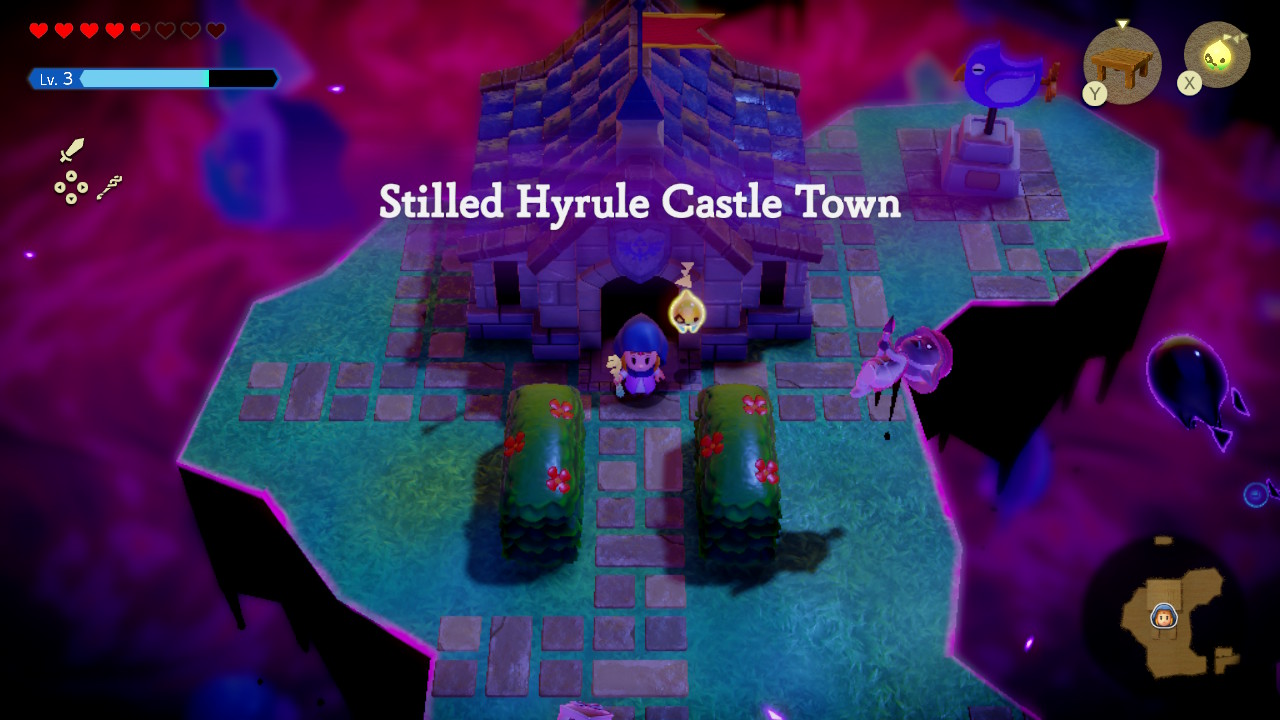 While Wright and Left try to prove their identities, the Hyrule Castle Town rift gets much bigger, but Tri finds an entrance into it.