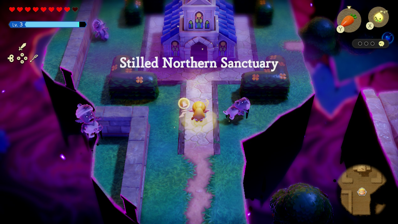 North of Hyrule Castle, you find a rift where the sanctuary used to be, and Tri can open an entrance there.