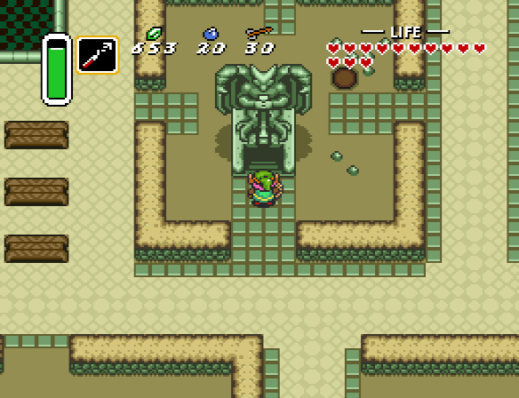 Link approaches entrance to Thieves' Town in the Village of Outcasts in the Dark World.