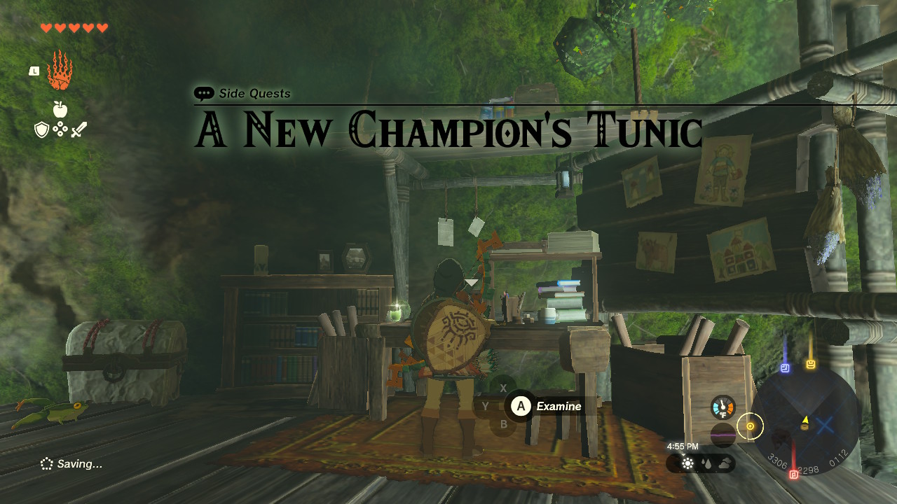 You learn from Zelda's diary that a new Champion's Tunic was made for you and is now hidden.