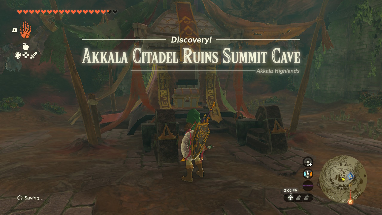 Akkala Citadel Ruins Summit Cave can be reached from within a room in the Akkala Citadel Ruins.