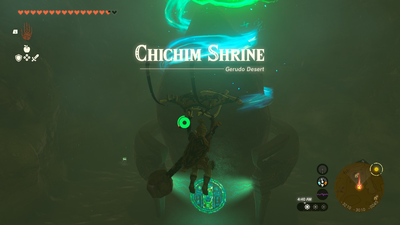 Chichim Shrine can be found in the Ancient Prison Ruins, which is reached via a pit of quicksand in the Gerudo Desert.