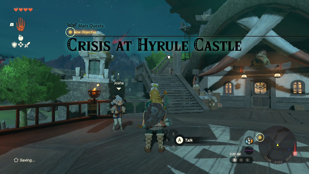 At Lookout Landing, you meet Purah, who asks you to meet the search party at Hyrule Castle.