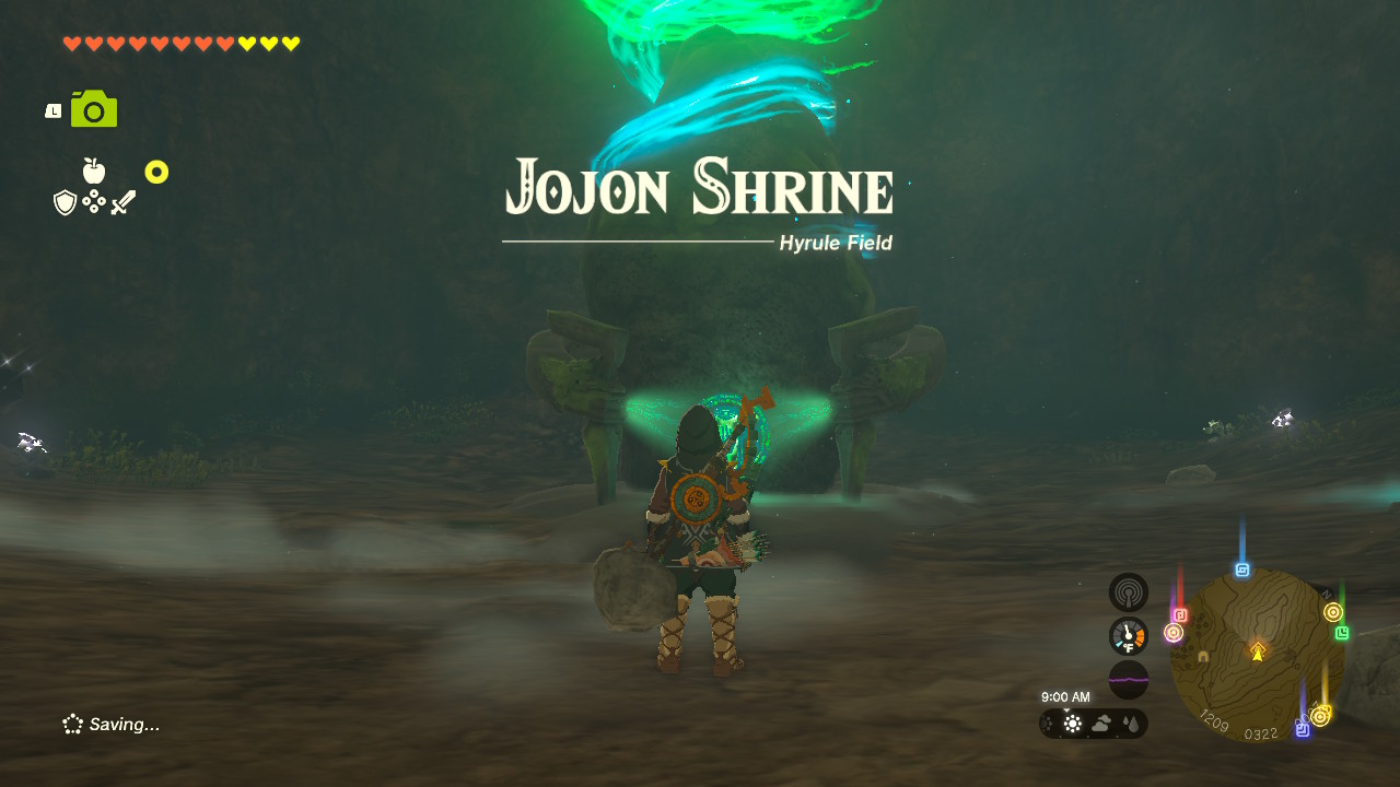 Jojon Shrine is in the northeastern part of Hyrule Field, inside of Crenel Peak Cave.