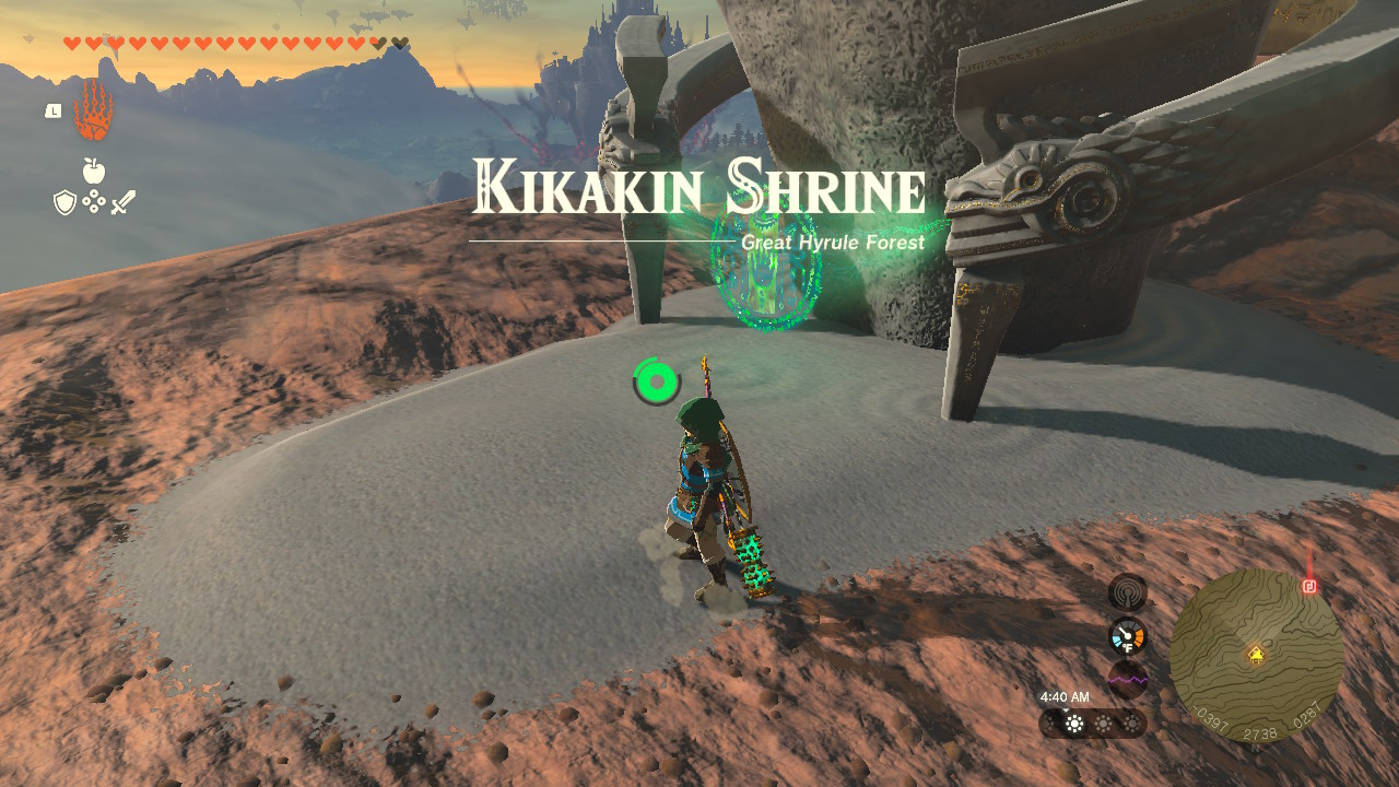 Kikakin Shrine is northwest of Korok Forest and southwest of Thyphlo Ruins Skyview Tower.