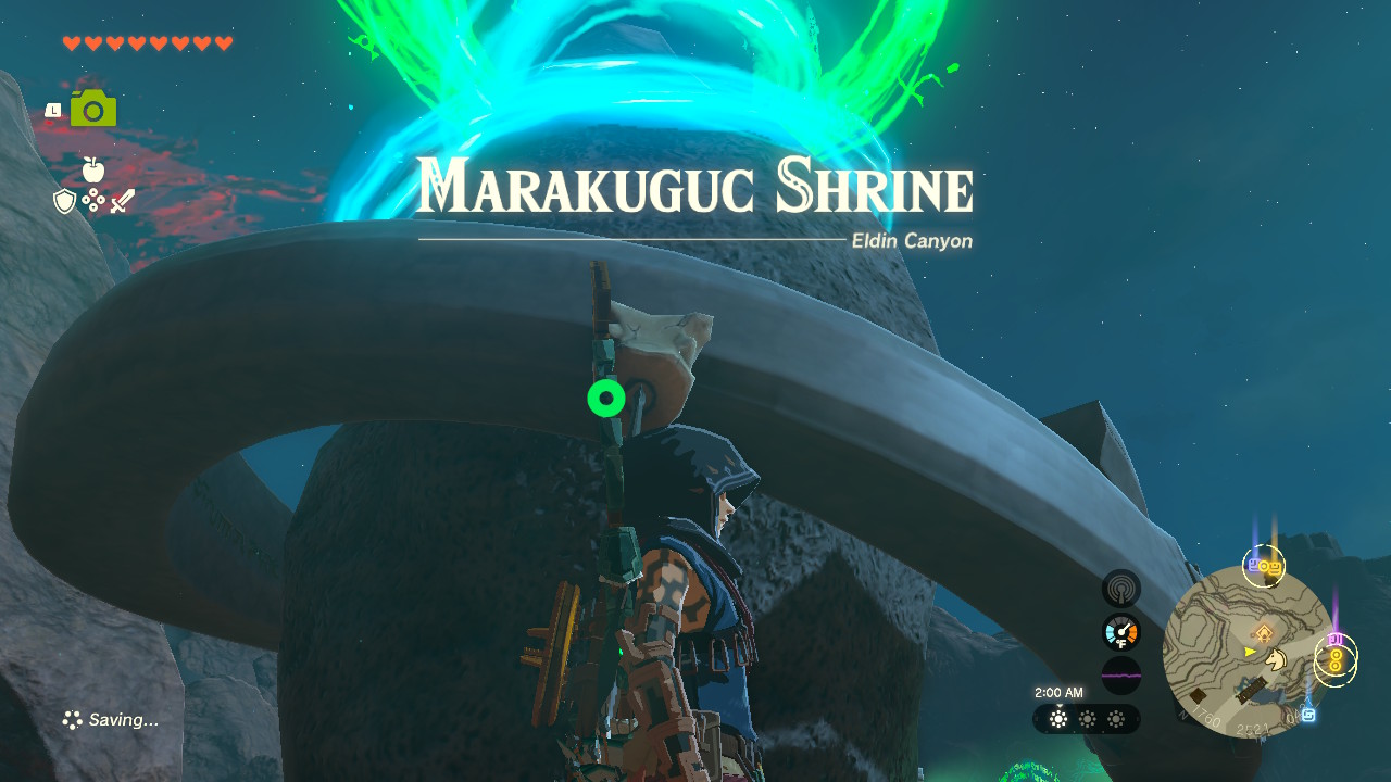 Marakuguc Shrine is in Goron City, west of the peak of Death Mountain.