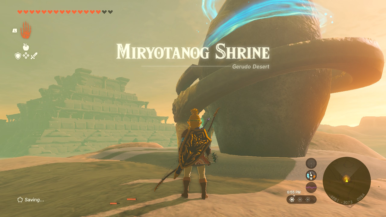 Miryotanog Shrine is west of Gerudo Town in the Gerudo Desert.