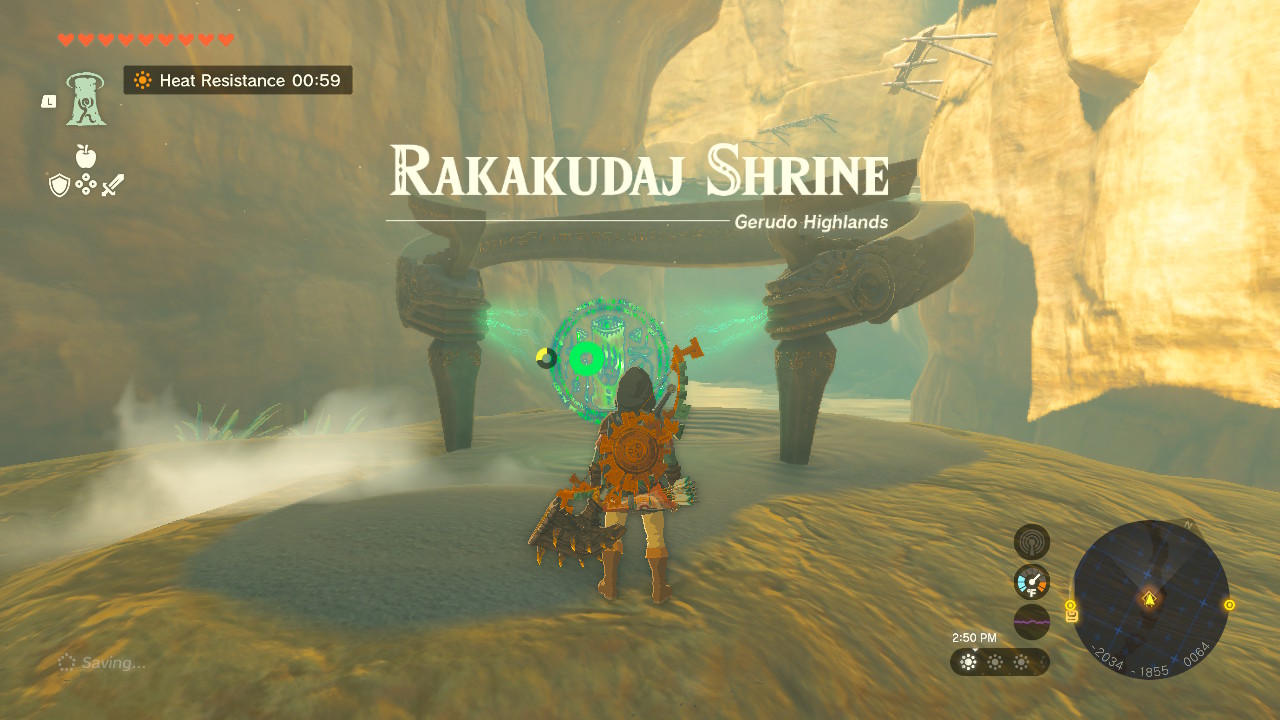 Rakakudaj Shrine is located in Gerudo Canyon, northeast of Gerudo Canyon Skyview Tower.