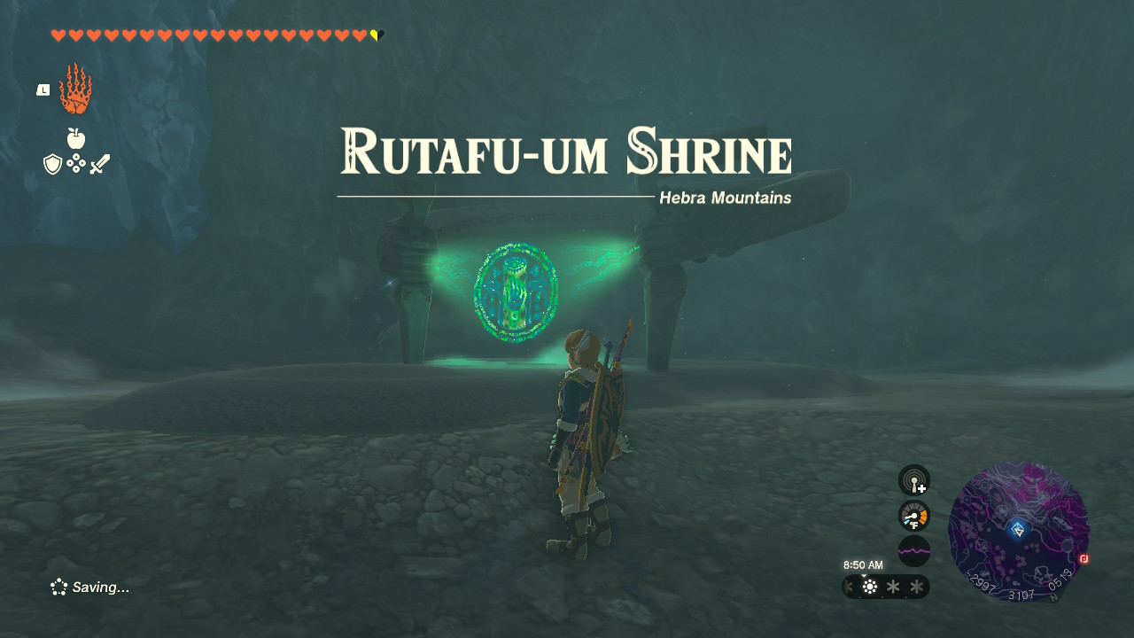 Rutafu-um Shrine is found within Hebra Mountains Northwest Cave, near Selmie's Spot.