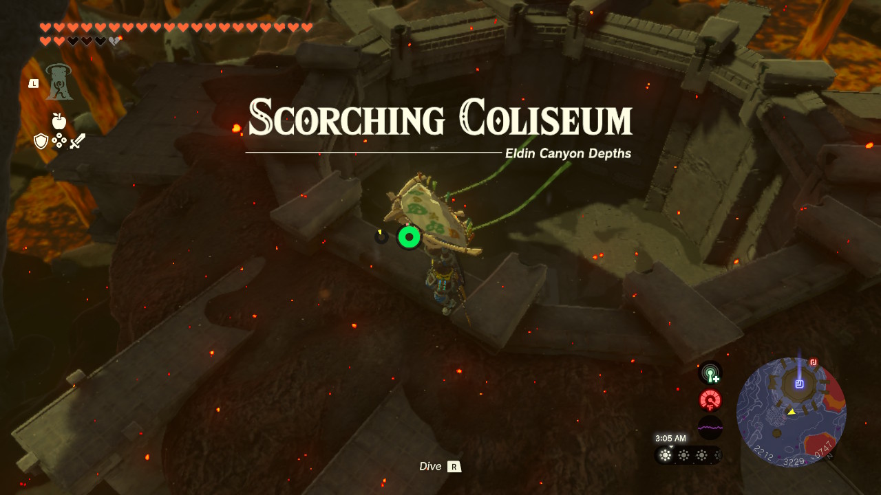 The Scorching Coliseum can be found southwest of Katijabis Lightroot in the Depths.