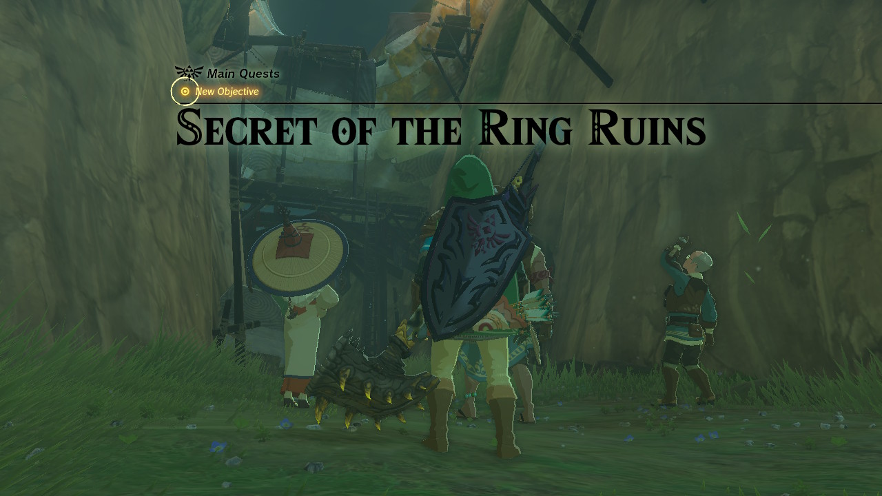 After Zelda in the castle is revealed to be an impostor, you can help investigate the Ring Ruins in Kakariko Village.