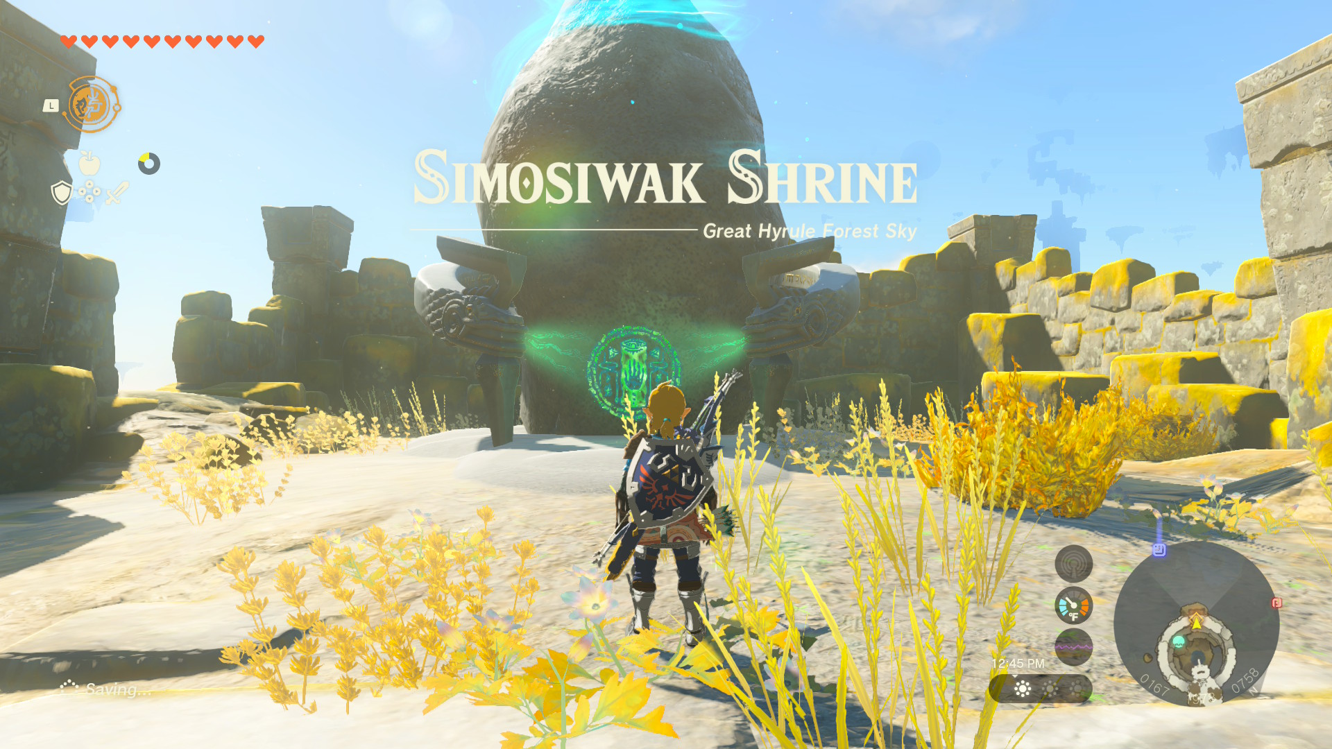 Simosiwak Shrine is located in the sky above Korok Forest, on Bravery Island in the North Hyrule Sky Archipelago. Simosiwak Shrine is located in the sky above Korok Forest, on Bravery Island in the North Hyrule Sky Archipelago.