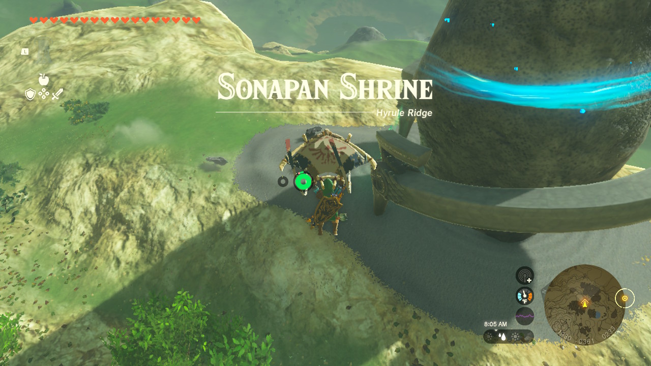 Sonapan Shrine is on Satori Mountain, east of its peak, in the Hyrule Ridge area.