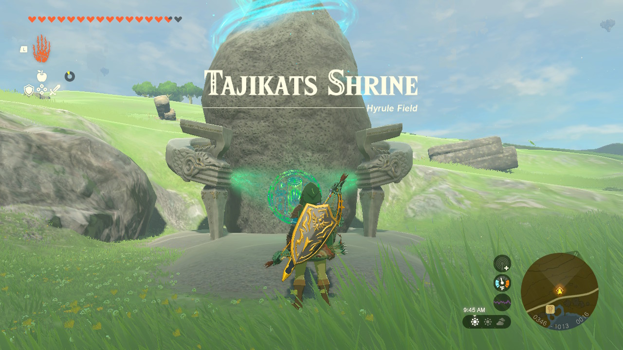 Tajikats Shrine is in southeastern Hyrule Field, near Riverside Stable.