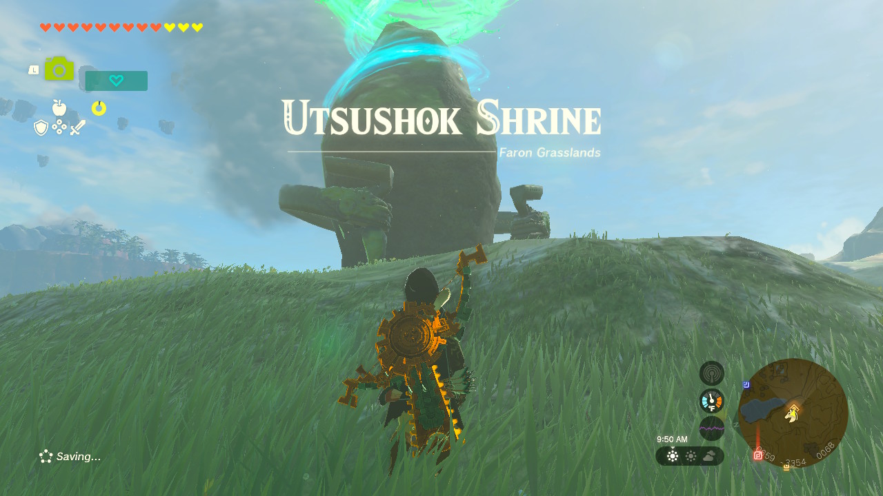 Utsushok Shrine is in the Faron Grasslands, near Highland Stable.