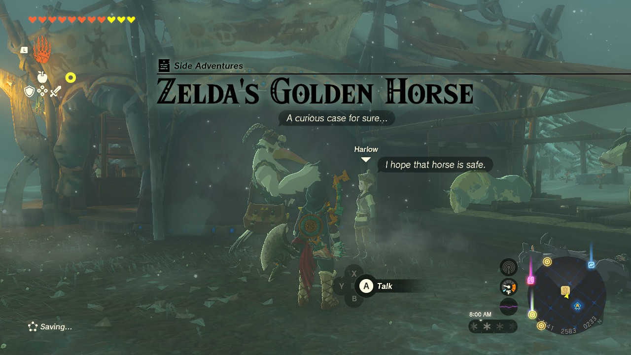 You learn that Zelda's beloved golden horse behaved strangely and ran away when the princess approached.